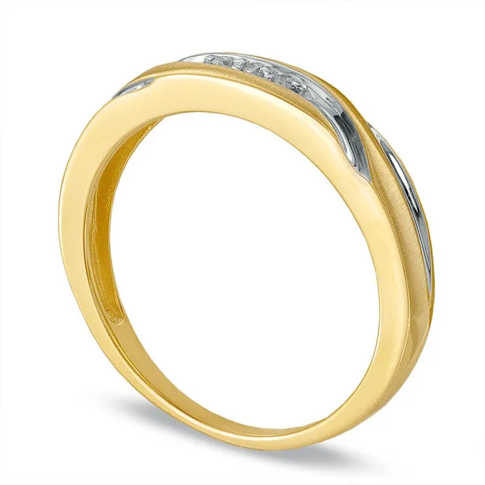 Ladies Natural Diamond Accent Swirl Wedding Band in Solid 10K Yellow Gold Goldia Rings Ladies Natural Diamond Accent Swirl Wedding Band in Solid 10K Yellow Gold Goldia Rings