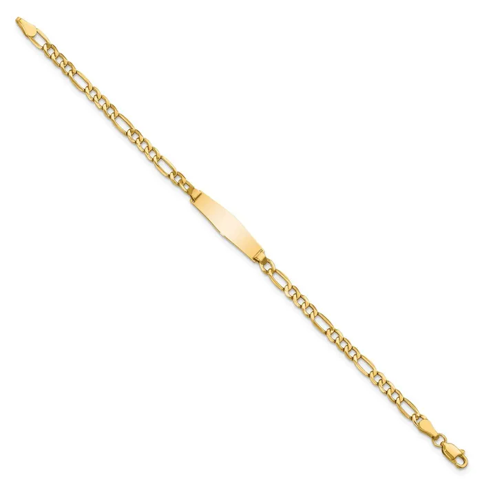 MDS 14k SemiSolid Soft Diamond Shape Figaro Link ID Bracelet Bracelets MDS 14k SemiSolid Soft Diamond Shape Figaro Link ID Bracelet Bracelets