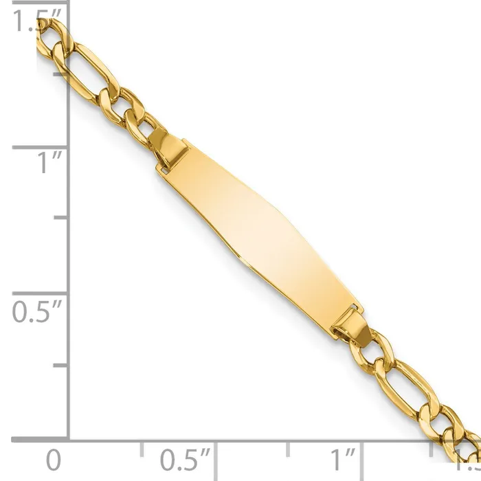 MDS 14k SemiSolid Soft Diamond Shape Figaro Link ID Bracelet Bracelets MDS 14k SemiSolid Soft Diamond Shape Figaro Link ID Bracelet Bracelets