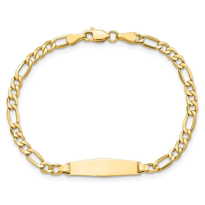 MDS 14k SemiSolid Soft Diamond Shape Figaro Link ID Bracelet Bracelets MDS 14k SemiSolid Soft Diamond Shape Figaro Link ID Bracelet Bracelets