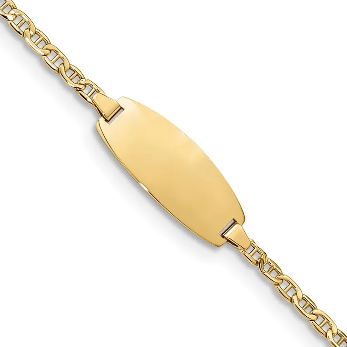 MDS Bracelets 14k SemiSolid Oval Anchor ID Bracelet