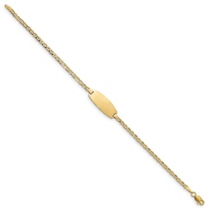MDS Bracelets 14k SemiSolid Oval Anchor ID Bracelet MDS Bracelets 14k SemiSolid Oval Anchor ID Bracelet