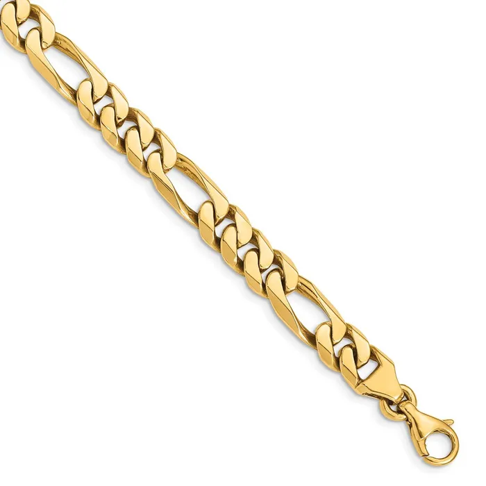 MDS Bracelets Solid 14K Yellow Gold 9 inch 8mm Hand Polished Figaro Link with Fancy Lobster Clasp Bracelet MDS Bracelets Solid 14K Yellow Gold 9 inch 8mm Hand Polished Figaro Link with Fancy Lobster Clasp Bracelet
