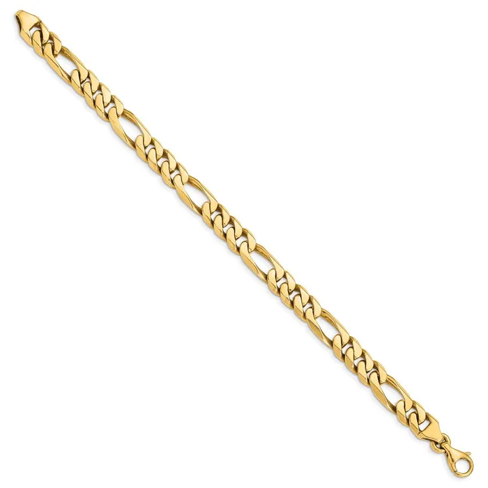 MDS Bracelets Solid 14K Yellow Gold 9 inch 8mm Hand Polished Figaro Link with Fancy Lobster Clasp Bracelet MDS Bracelets Solid 14K Yellow Gold 9 inch 8mm Hand Polished Figaro Link with Fancy Lobster Clasp Bracelet