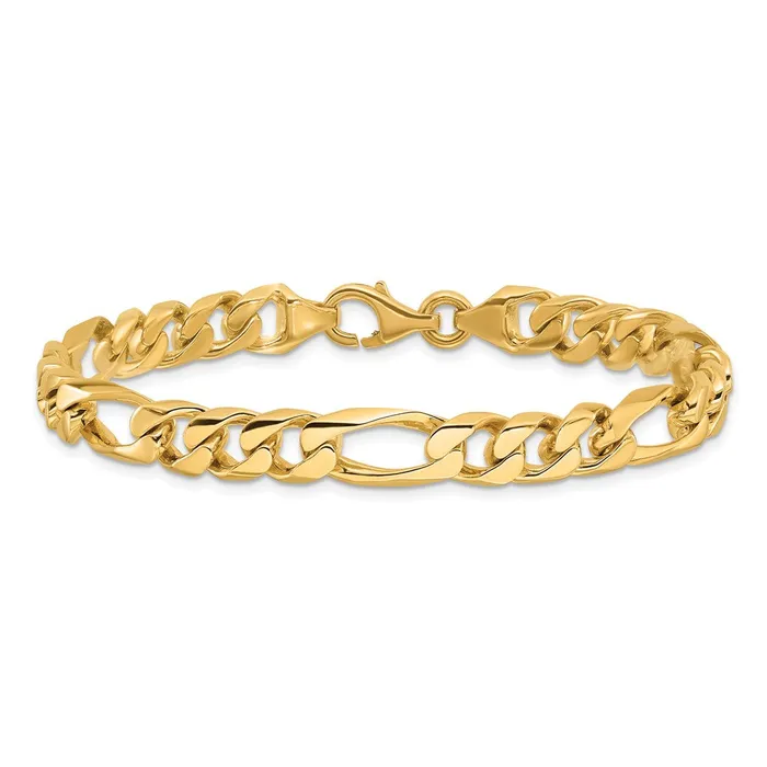 MDS Bracelets Solid 14K Yellow Gold 9 inch 8mm Hand Polished Figaro Link with Fancy Lobster Clasp Bracelet MDS Bracelets Solid 14K Yellow Gold 9 inch 8mm Hand Polished Figaro Link with Fancy Lobster Clasp Bracelet