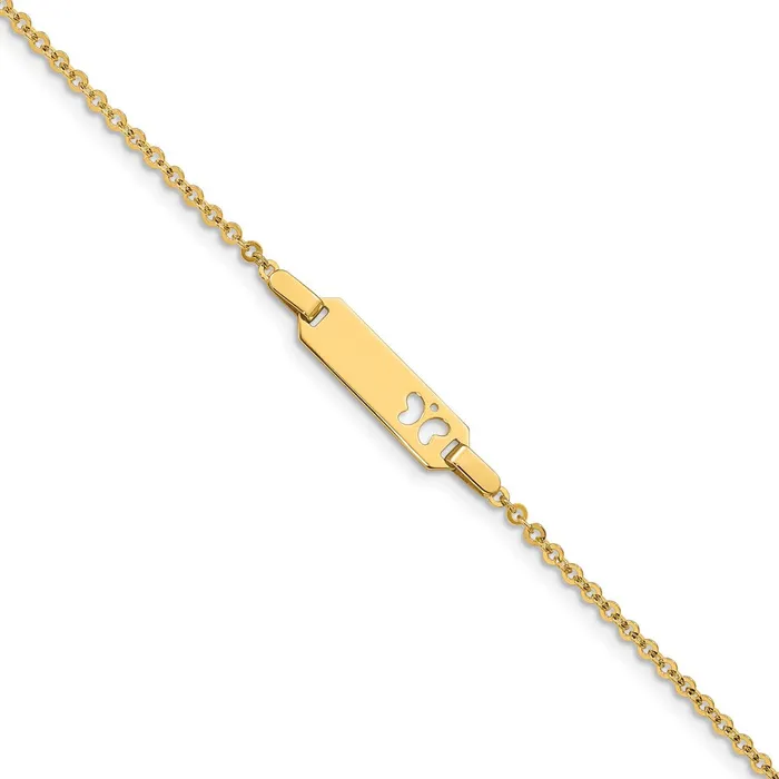 MDS Bracelets Solid 14K Yellow Gold Childrens Butterfly ID Bracelet