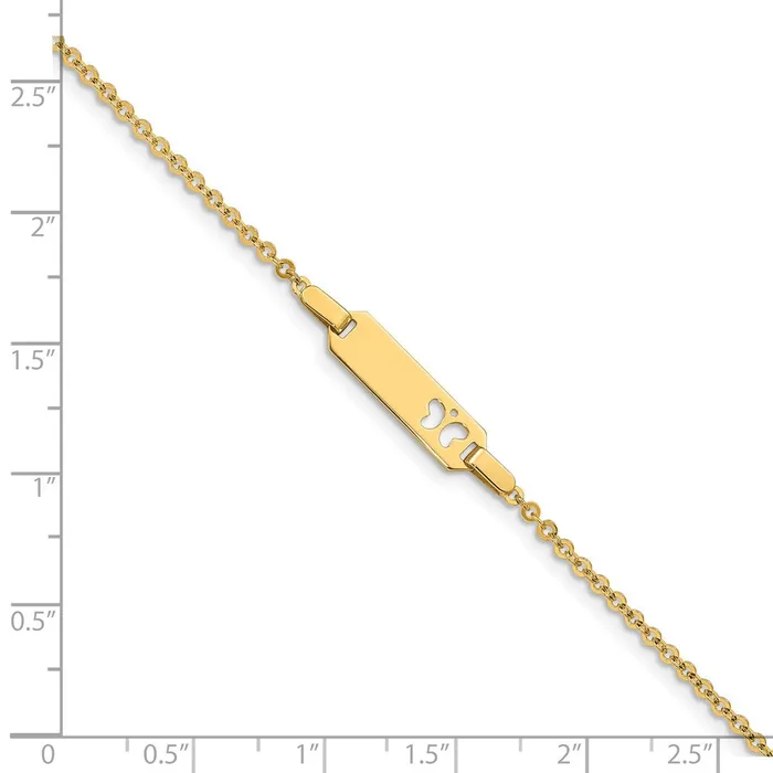 MDS Bracelets Solid 14K Yellow Gold Childrens Butterfly ID Bracelet MDS Bracelets Solid 14K Yellow Gold Childrens Butterfly ID Bracelet
