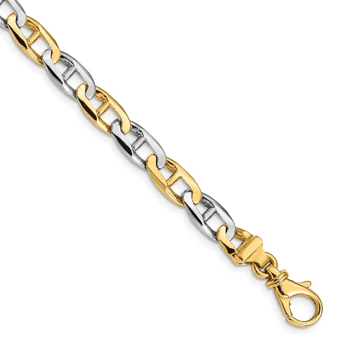 MDS Solid 14K Twotone Gold 725 inch 66mm Hand Polished Fancy Flat Anchor Link with Fancy Lobster Clasp Bracelet Bracelets MDS Solid 14K Twotone Gold 725 inch 66mm Hand Polished Fancy Flat Anchor Link with Fancy Lobster Clasp Bracelet Bracelets