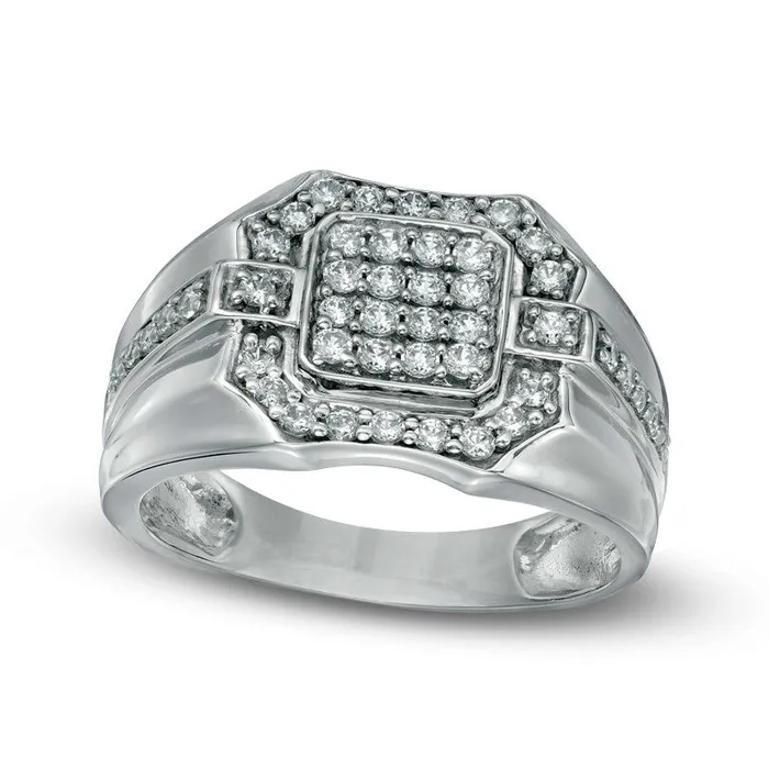 Mens 075 CT TW Natural Diamond Ring in Solid 10K White Gold Goldia Rings Mens 075 CT TW Natural Diamond Ring in Solid 10K White Gold Goldia Rings