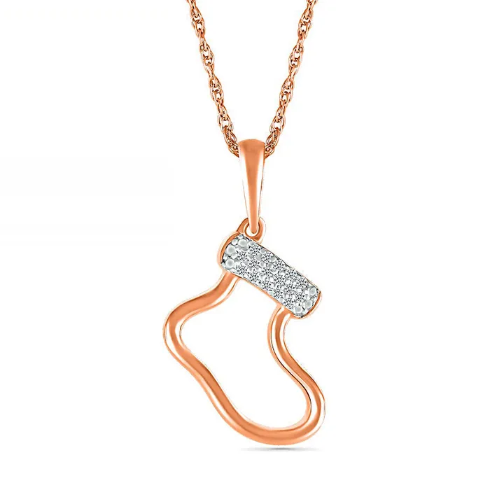 Natural Diamond Accent Holiday Stocking Pendant in Sterling Silver with 14K Rose Gold Plate Goldia Necklaces Natural Diamond Accent Holiday Stocking Pendant in Sterling Silver with 14K Rose Gold Plate Goldia Necklaces