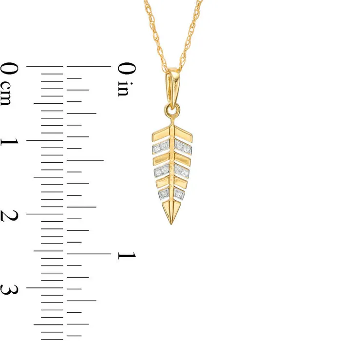 Natural Diamond Accent LaserCut Feather Pendant in 10K Yellow Gold Goldia Necklaces Natural Diamond Accent LaserCut Feather Pendant in 10K Yellow Gold Goldia Necklaces