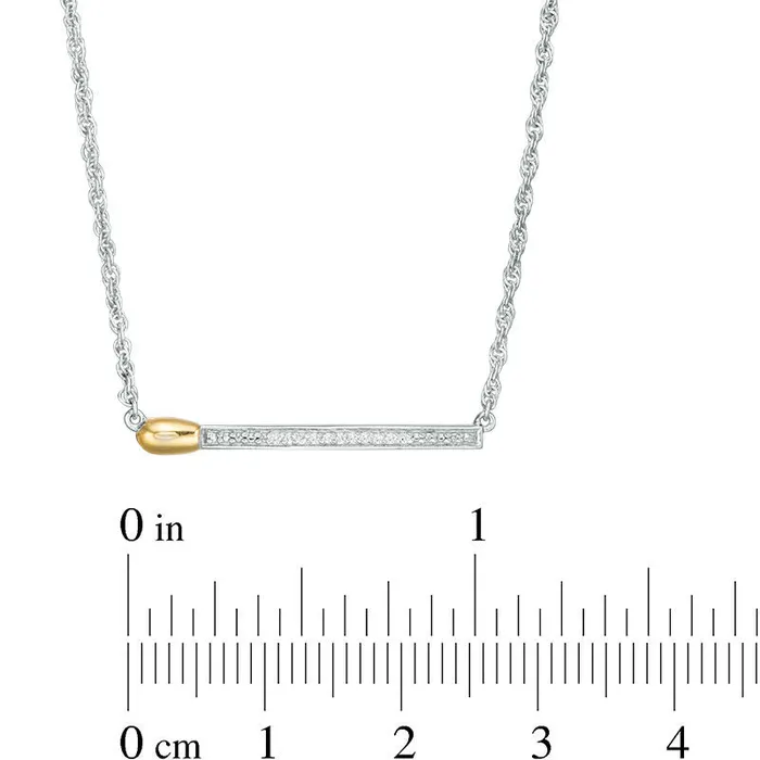 Natural Diamond Accent Matchstick Necklace in Sterling Silver and 10K Yellow Gold Goldia Necklaces Natural Diamond Accent Matchstick Necklace in Sterling Silver and 10K Yellow Gold Goldia Necklaces