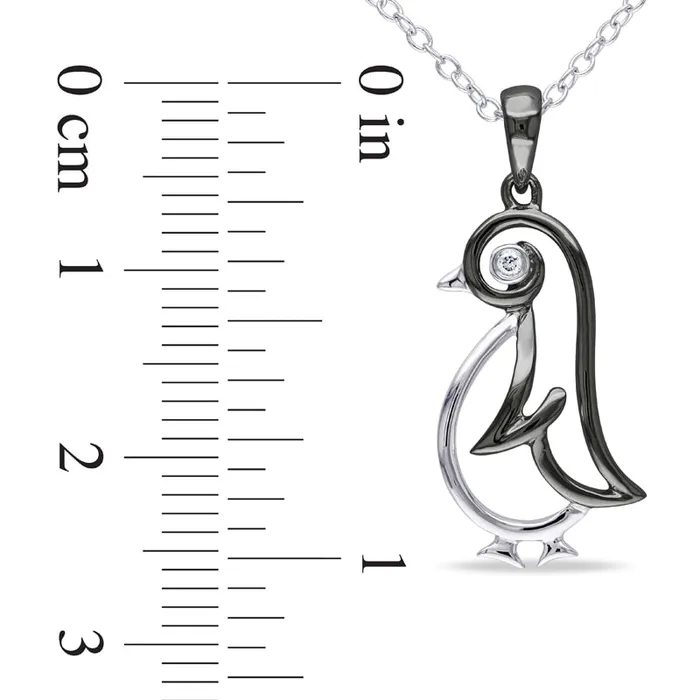 Natural Diamond Accent Penguin Pendant in TwoTone Sterling Silver Goldia Rings Natural Diamond Accent Penguin Pendant in TwoTone Sterling Silver Goldia Rings