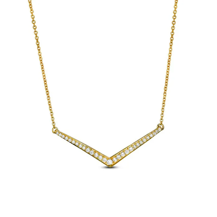 Necklaces 025 CT TW Natural Diamond Chevron Necklace in Sterling Silver with 14K Gold Plate Goldia Necklaces 025 CT TW Natural Diamond Chevron Necklace in Sterling Silver with 14K Gold Plate Goldia