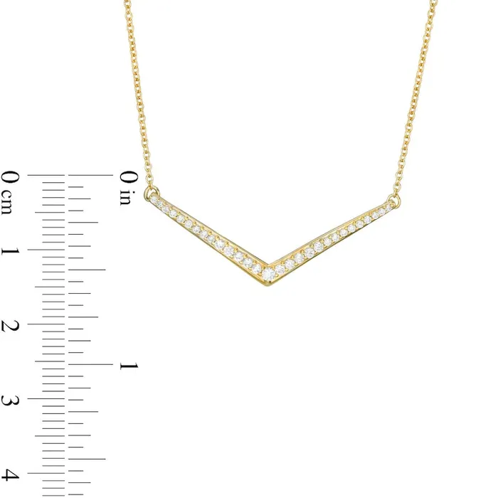 Necklaces 025 CT TW Natural Diamond Chevron Necklace in Sterling Silver with 14K Gold Plate Goldia Necklaces 025 CT TW Natural Diamond Chevron Necklace in Sterling Silver with 14K Gold Plate Goldia