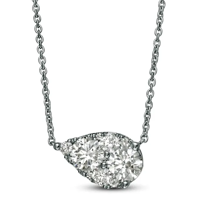 Necklaces 125 CT TW Composite PearShaped Natural Diamond Sideways Necklace in 14K White Gold Goldia Necklaces 125 CT TW Composite PearShaped Natural Diamond Sideways Necklace in 14K White Gold Goldia