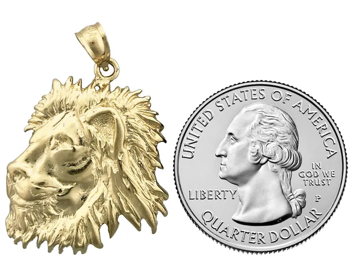 Necklaces 14K Gold Lion Head Pendant Goldia