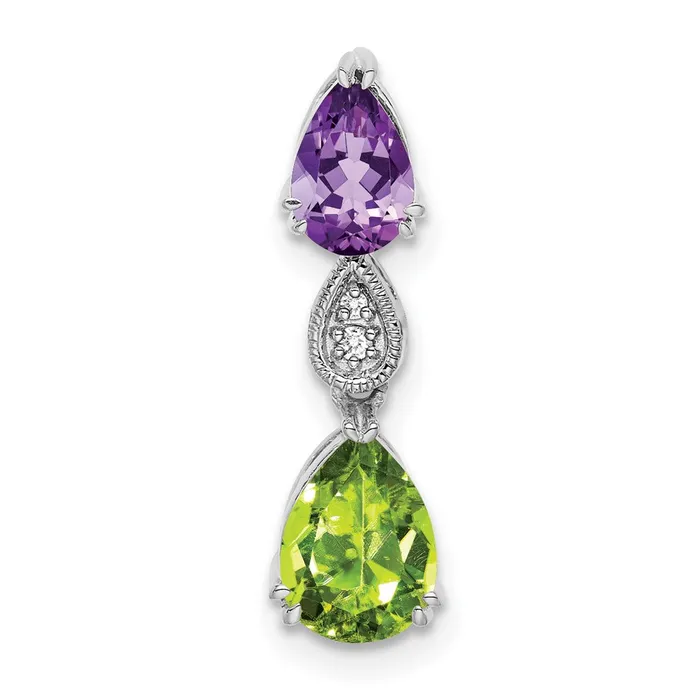 Necklaces 14k White Gold AmethystPeridotReal Diamond Chain Slide Goldia