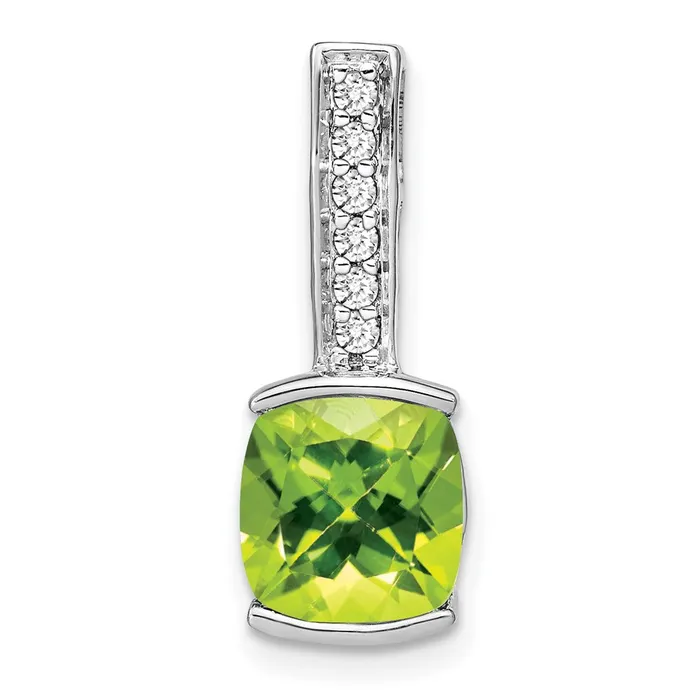Necklaces 14k White Gold Cushion Peridot and Real Diamond Pendant Goldia Necklaces 14k White Gold Cushion Peridot and Real Diamond Pendant Goldia