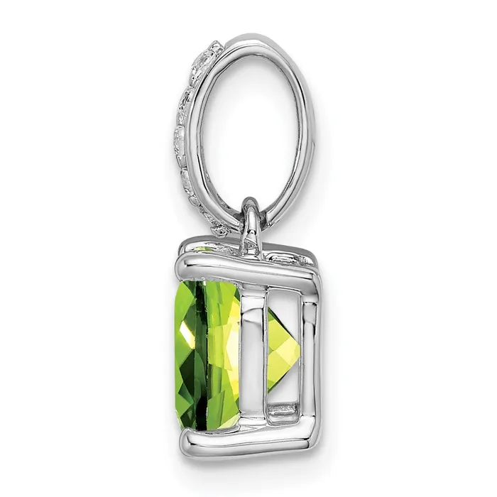 Necklaces 14k White Gold Cushion Peridot and Real Diamond Pendant Goldia