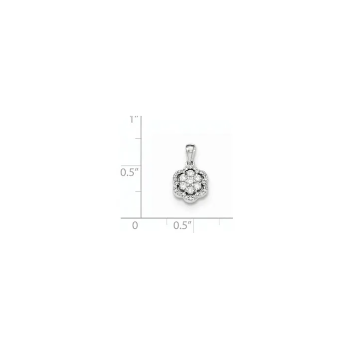 Necklaces 14K White Gold Real Diamond Flower Pendant Goldia