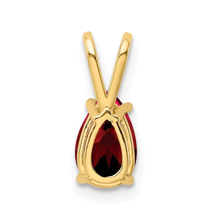 Necklaces 14K Yellow Gold 8x5mm Pear Garnet pendant Goldia