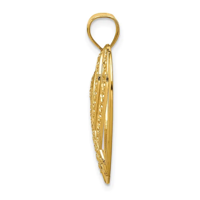 Necklaces 14k Yellow Gold Polished Diamond Cut Heart Pendant Goldia