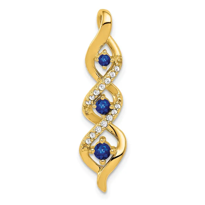 Necklaces 14K Yellow Gold Real Diamond and 26 Sapphire 3stone Twisted Chain Slide Goldia Necklaces 14K Yellow Gold Real Diamond and 26 Sapphire 3stone Twisted Chain Slide Goldia
