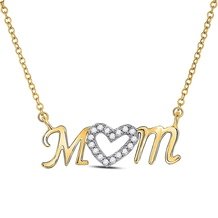 Necklaces gndatlanta 10k Yellow Gold Round Diamond Heart Mom Mother Necklace 110 Cttw Necklaces gndatlanta 10k Yellow Gold Round Diamond Heart Mom Mother Necklace 110 Cttw
