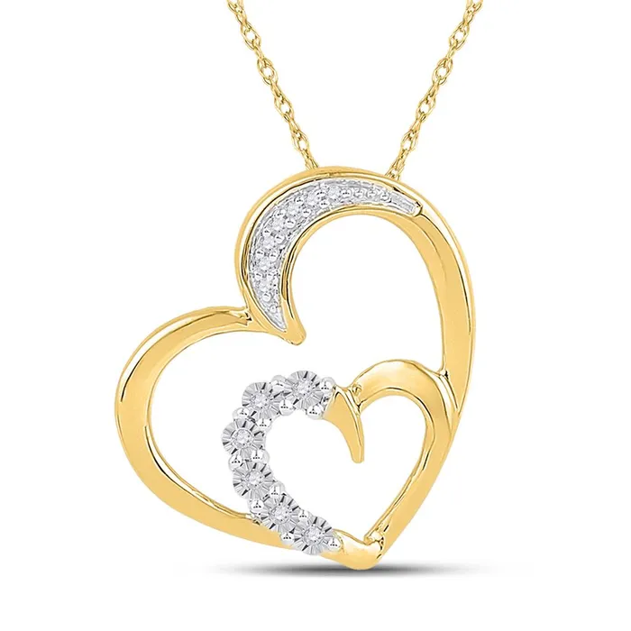 Necklaces gndatlanta 10k Yellow Gold Round Diamond Heart Pendant 120 Cttw Necklaces gndatlanta 10k Yellow Gold Round Diamond Heart Pendant 120 Cttw