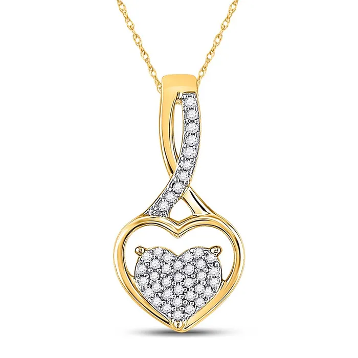 Necklaces gndatlanta 10k Yellow Gold Round Diamond Heart Pendant 16 Cttw