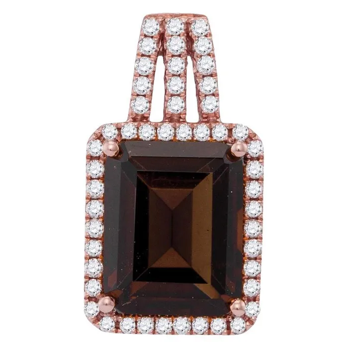 Necklaces gndatlanta 14k Rose Gold Emerald Smoky Quartz Diamond Square Pendant 234 Cttw Necklaces gndatlanta 14k Rose Gold Emerald Smoky Quartz Diamond Square Pendant 234 Cttw