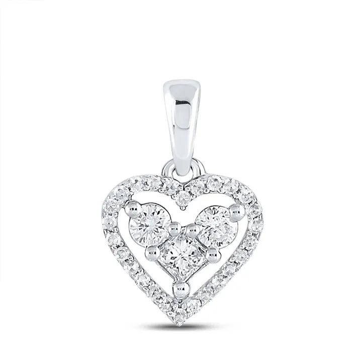Necklaces gndatlanta 14k White Gold Princess Diamond Fashion Heart Pendant 13 Cttw