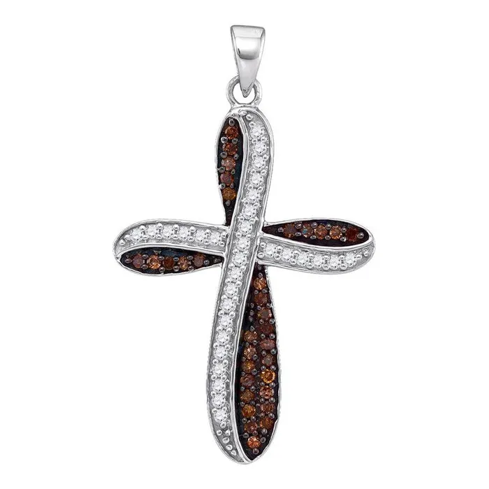 Necklaces gndatlanta 14k White Gold Round Brown Diamond Cross Pendant 12 Cttw Necklaces gndatlanta 14k White Gold Round Brown Diamond Cross Pendant 12 Cttw