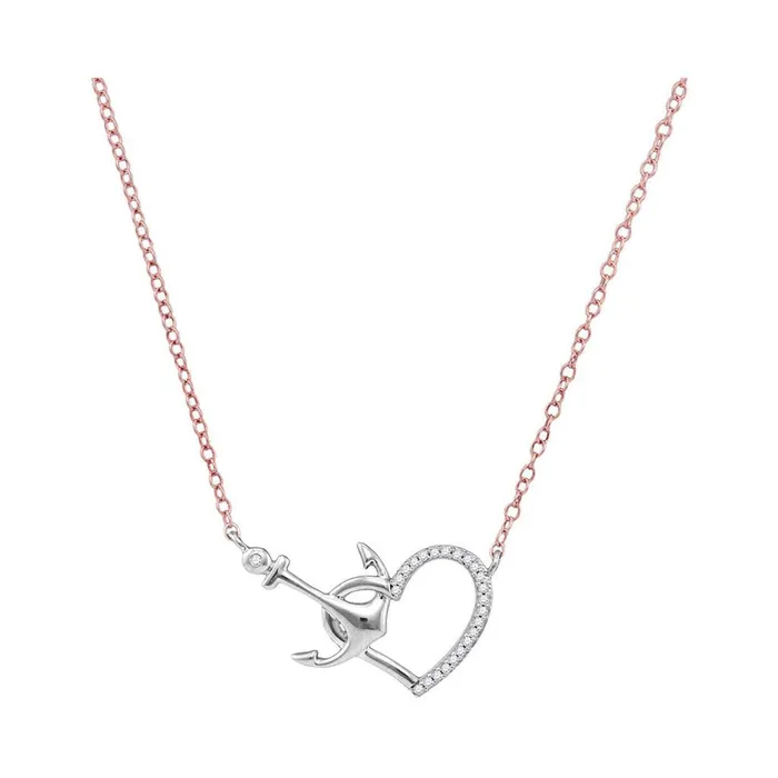 Necklaces gndatlanta 14k White Gold Round Diamond Heart Anchor Pendant Necklace 112 Cttw Necklaces gndatlanta 14k White Gold Round Diamond Heart Anchor Pendant Necklace 112 Cttw