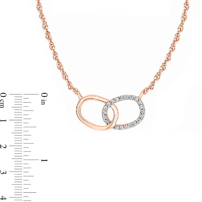 Necklaces Goldia 005 CT TW Natural Diamond Interlocking Oval Links Necklace in 10K Rose Gold Necklaces Goldia 005 CT TW Natural Diamond Interlocking Oval Links Necklace in 10K Rose Gold