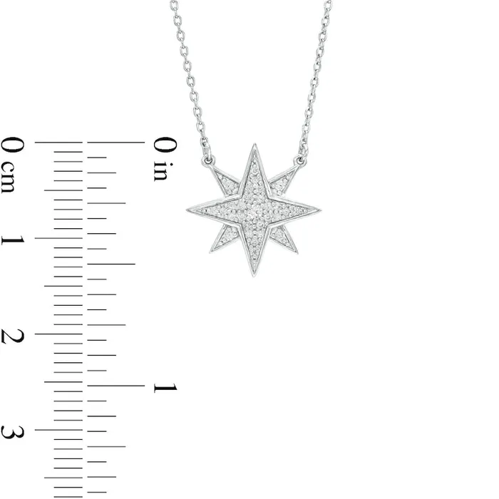 Necklaces Goldia 013 CT TW Composite Natural Diamond Starburst Necklace in Sterling Silver Necklaces Goldia 013 CT TW Composite Natural Diamond Starburst Necklace in Sterling Silver