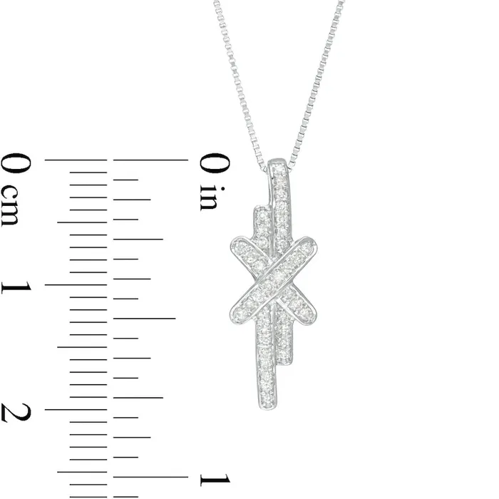 Necklaces Goldia 013 CT TW Natural Diamond Linear Double Row Bar X Pendant in 10K White Gold Necklaces Goldia 013 CT TW Natural Diamond Linear Double Row Bar X Pendant in 10K White Gold