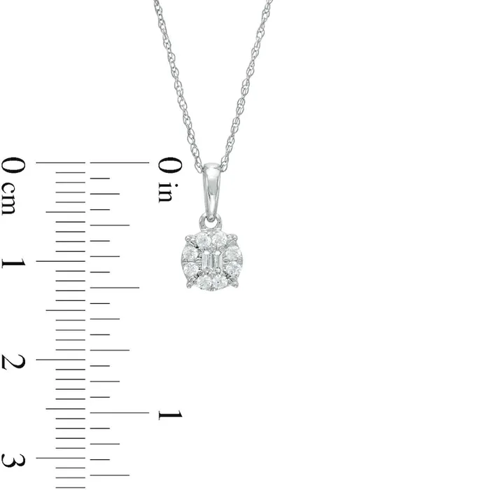 Necklaces Goldia 017 CT TW Baguette and Round Natural Diamond Frame Pendant in 10K White Gold Necklaces Goldia 017 CT TW Baguette and Round Natural Diamond Frame Pendant in 10K White Gold