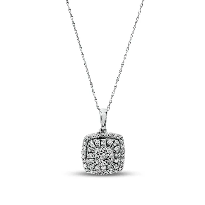 Necklaces Goldia 05 CT TW Composite CushionShaped Natural Diamond Frame Pendant in 10K White Gold Necklaces Goldia 05 CT TW Composite CushionShaped Natural Diamond Frame Pendant in 10K White Gold