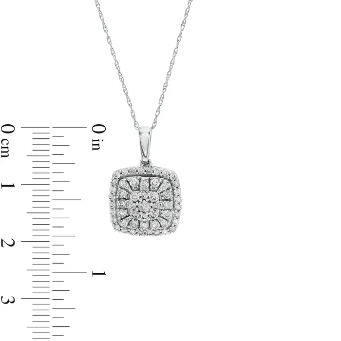 Necklaces Goldia 05 CT TW Composite CushionShaped Natural Diamond Frame Pendant in 10K White Gold Necklaces Goldia 05 CT TW Composite CushionShaped Natural Diamond Frame Pendant in 10K White Gold
