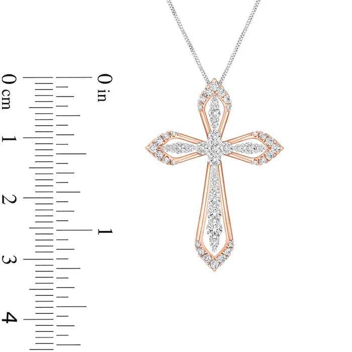 Necklaces Goldia 075 CT TW Natural Diamond Flared Cross Pendant in 10K TwoTone Gold Necklaces Goldia 075 CT TW Natural Diamond Flared Cross Pendant in 10K TwoTone Gold