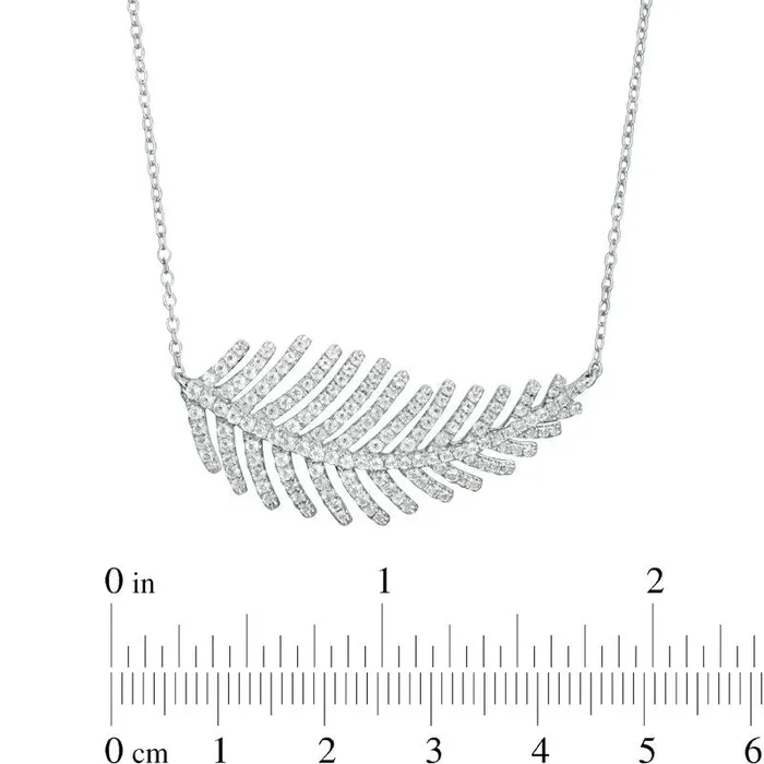 Necklaces Goldia 1 CT TW Natural Diamond Feather Necklace in 14K White Gold Necklaces Goldia 1 CT TW Natural Diamond Feather Necklace in 14K White Gold