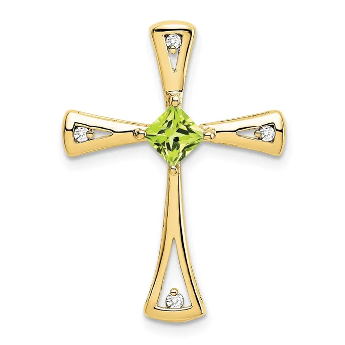 Necklaces Goldia 10K Yellow Gold Peridot and Real Diamond Cross Pendant