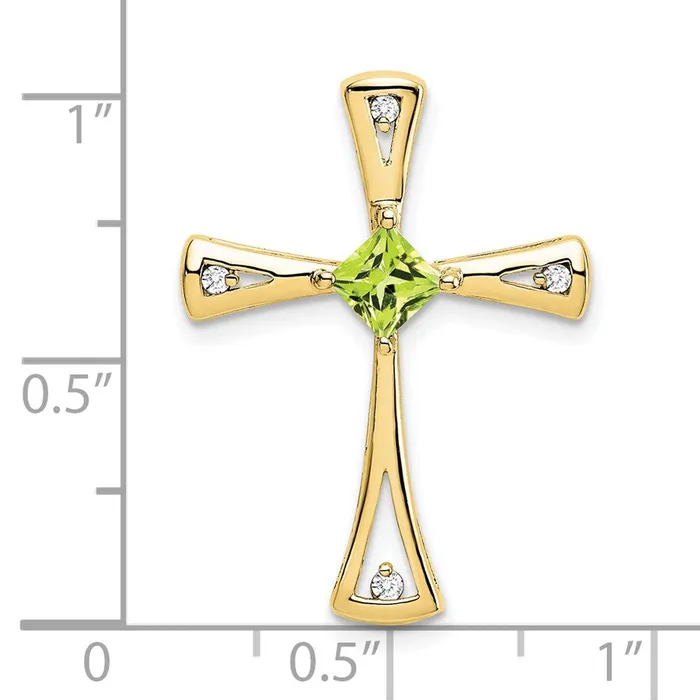 Necklaces Goldia 10K Yellow Gold Peridot and Real Diamond Cross Pendant