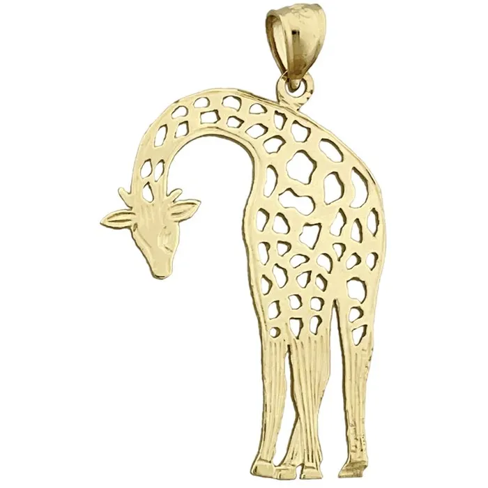Necklaces Goldia 14K Gold 30MM CutOut Giraffe Pendant