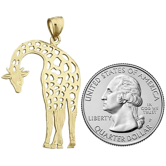 Necklaces Goldia 14K Gold 30MM CutOut Giraffe Pendant
