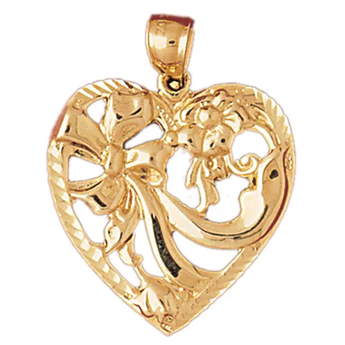Necklaces Goldia 14K Gold Floral Heart Pendant