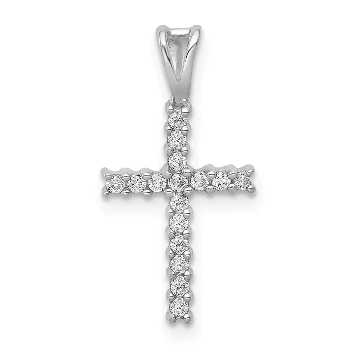 Necklaces Goldia 14k White Gold 16ct Real Diamond Latin Cross Pendant
