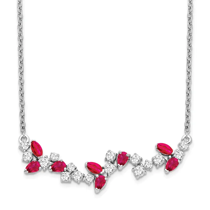 Necklaces Goldia 14k White Gold 38 Ct Lab Grown Diamond VSSI G and Created Ruby 18 inch Bar Necklace Necklaces Goldia 14k White Gold 38 Ct Lab Grown Diamond VSSI G and Created Ruby 18 inch Bar Necklace